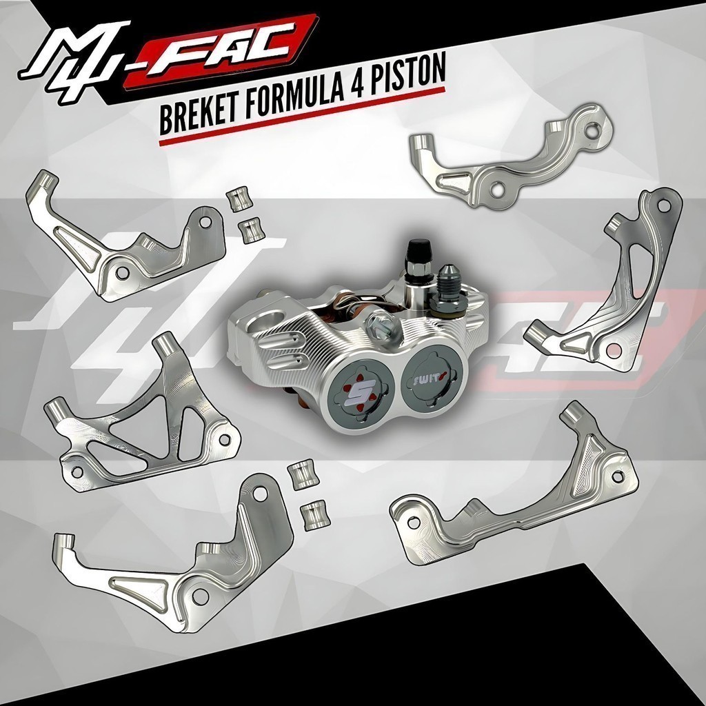 BREKET CALIPER KALIPER FORMULA 4 PISTON MUFAC TRACKTION SWITS STAGE S6RT KTC VARIO MIO BEAT NMAX AER