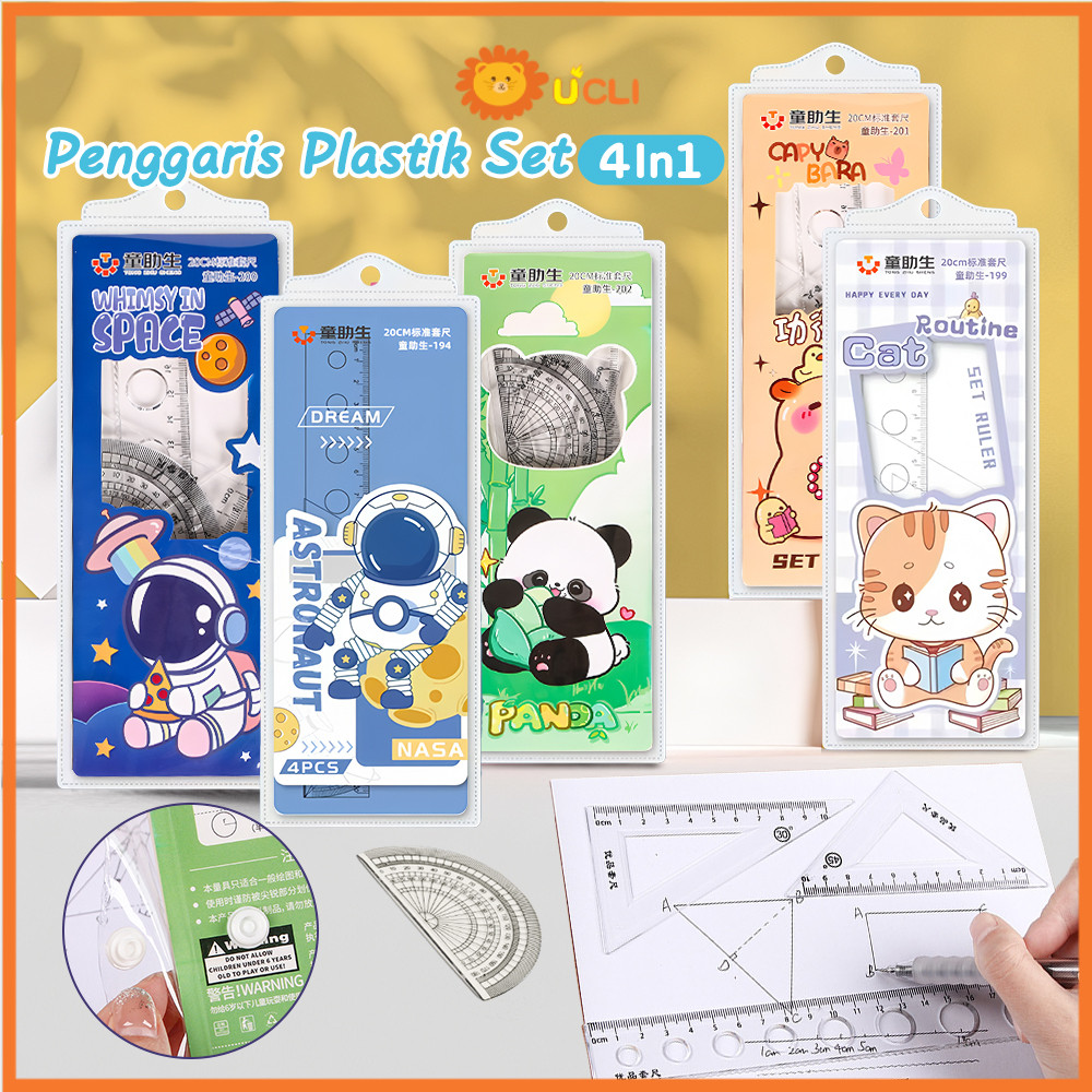 

Ucli Penggaris Lucu 1 Set 4 Pcs Ruller Set lucu Penggaris Bening Sekolah Menggambar Pelajar