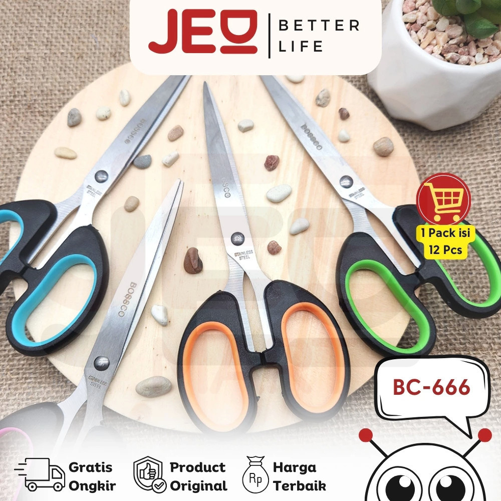 

1 lembar (12 pcs) Gunting Scissors BOSSCO 6.5 Inch BC-666