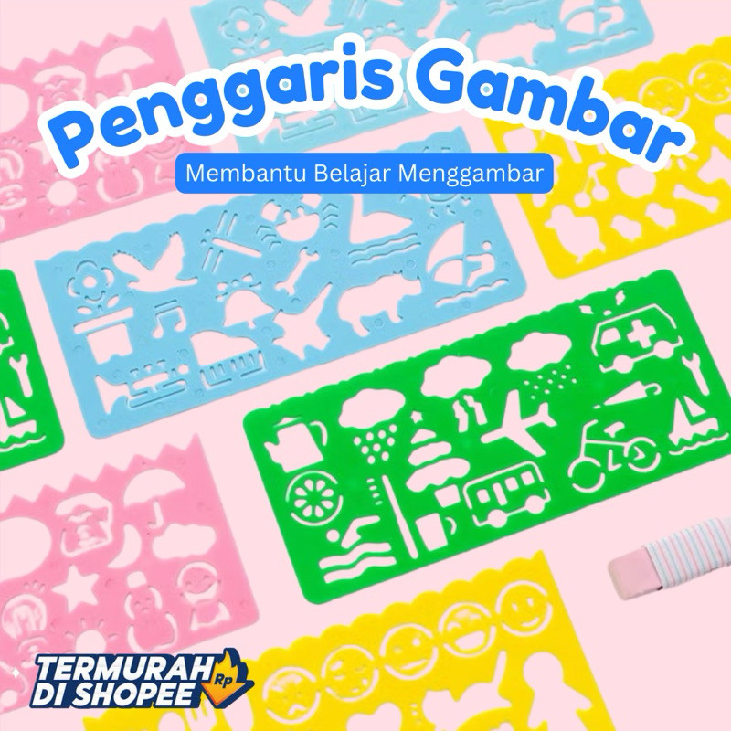 

[EFT] PENGGARIS GAMBAR ￼Menggambar Mainan Template Papan Penggaris Plastik Seni Kerajinan
