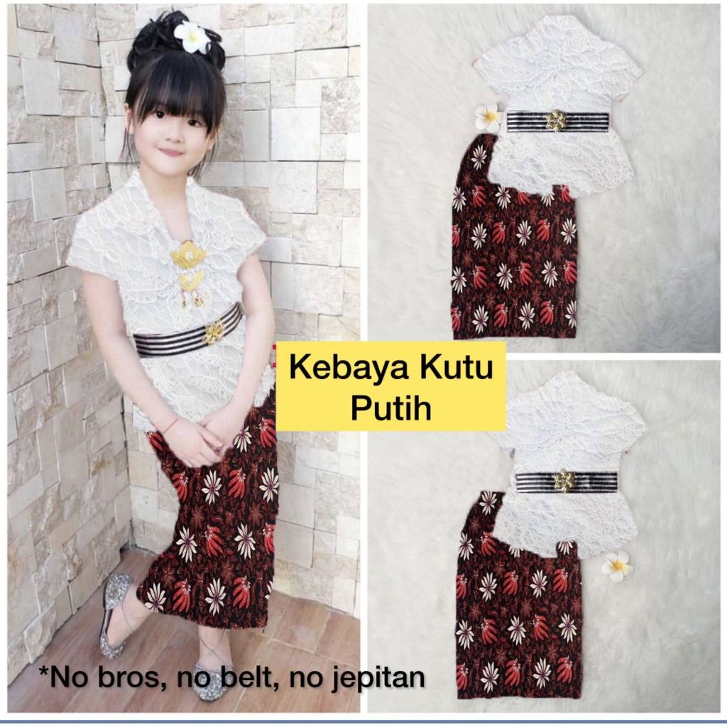 Kebaya Anak Tanggung One Set Kebaya Anak SD TK SMP Set Kebaya Kutubaru Polos Brokat Anak Perempuan B