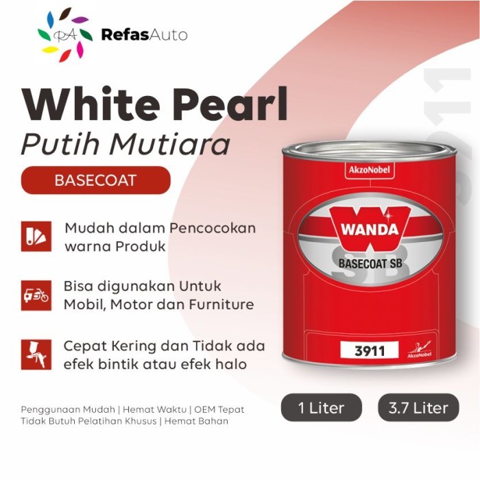 WANDA AKZONOBEL  Cat Mobil Pearl Putih - White Pearl 3.7 Liter 3911