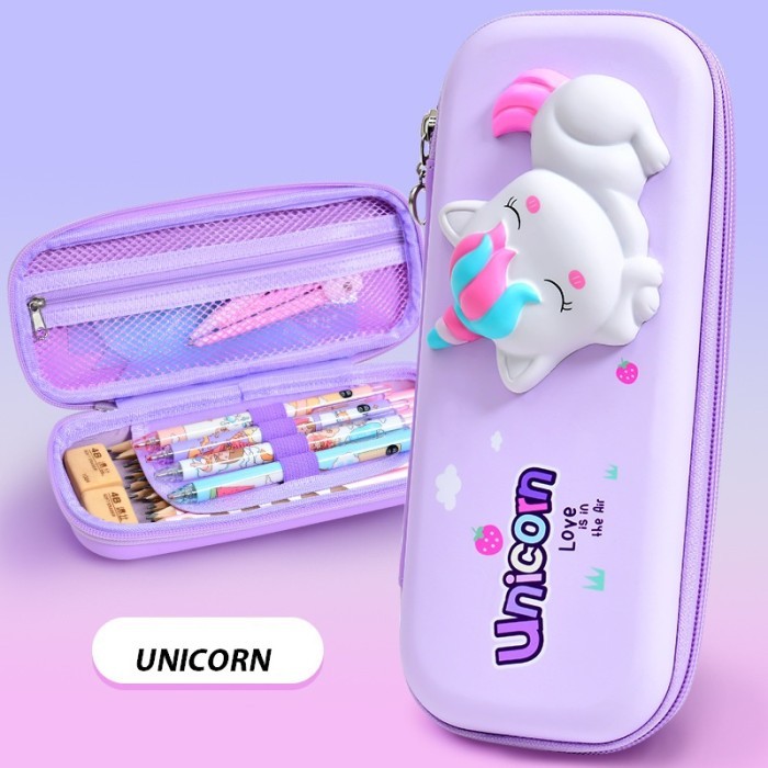 

New Arrival[PROMO] KOTAK PENSIL 3D MODEL KOREA MOTIF CUTE CARTOON BAHAN EVA WATERPROOF - UNICORN