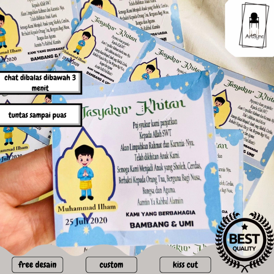 

Syncart 2-6 Stiker Khitan / Tasyakuran Walimatul Khitan Bulat Custom Unik bentuk kotak