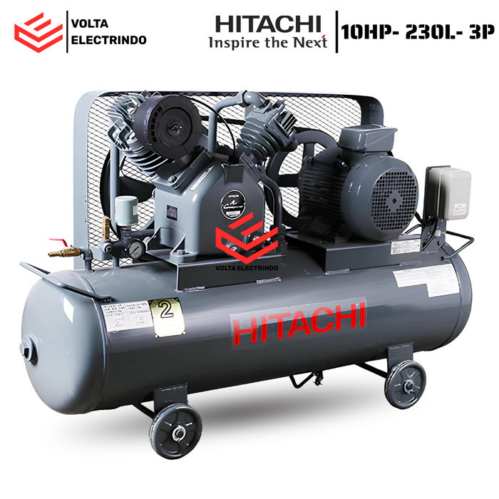 Hitachi Kompresor Angin Listrik 10 Hp 230 Liter 3 Phase Air Compressor Automatic ORIGINAL HITACHI 7.