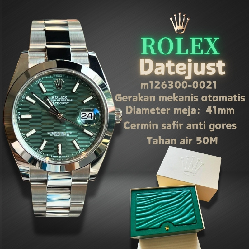 [Swiss Rolex % 100 Asli]Rolex Jam Tangan Mewah Pria Rolex Datejust Seri M126300-0021, Gerakan Mekani