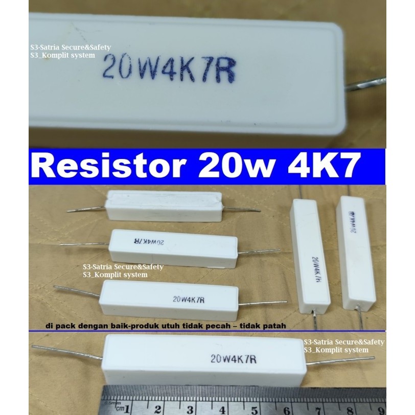Resistor 20watt 4K7 20W 4k7 Ohm 20w4K7R AA20W4K7RJ 4K7RJ 4.7K 4,7K 20W4K7 4K7R 20 w watt 4K7ohm 20Wa