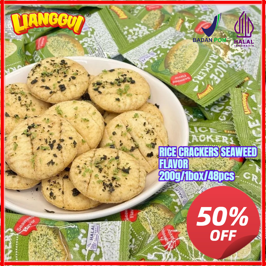 

[Penjual kualitas] RICE CRACKERS SEAWEED FLAVOR 200g Halal Lianggui Nori Crackers Cemilan Sehat Renyah Snack Diet & Kantor Harga Hemat Biscuits Beli 24 Gratis 24