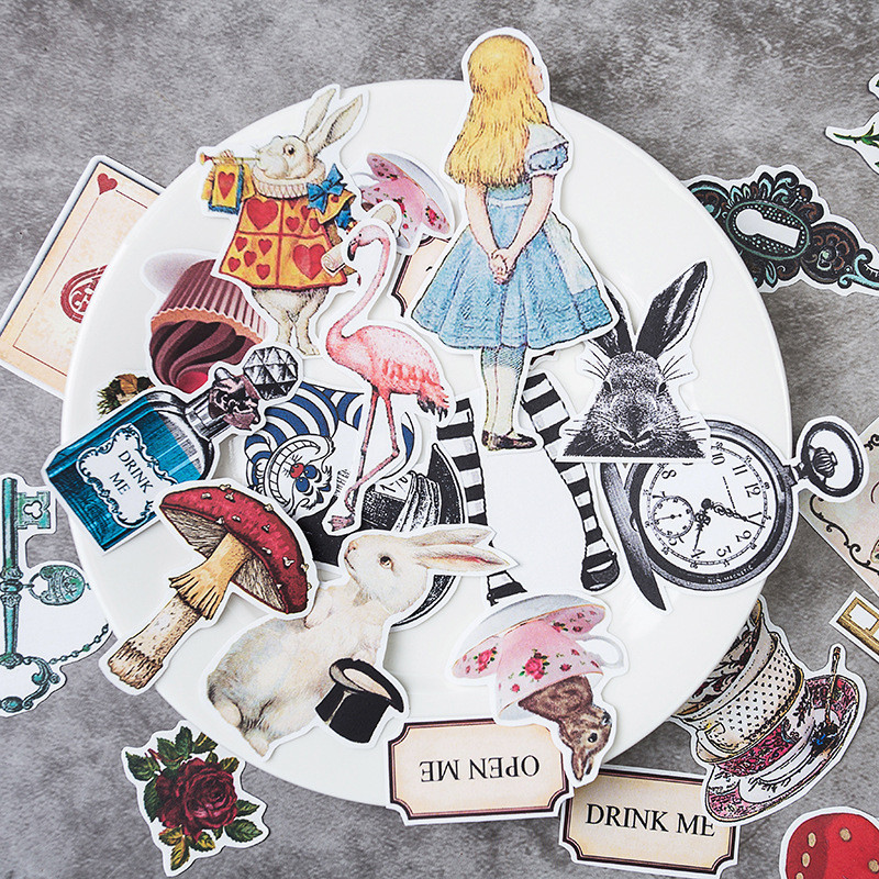 

30Pcs Retro Wind Alice Garden Rabbit Stickers DIY Hand Account Photo Album Scrapbooking Decorative Craft Notepad Stickers