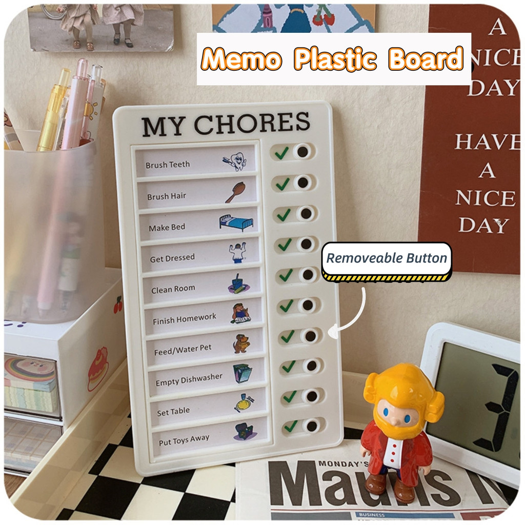 

Sharkbang Memo Plastic Board My Chores RV Chicklist Self Discipline Device Children's Good Habits Management Schedule DIY Planer