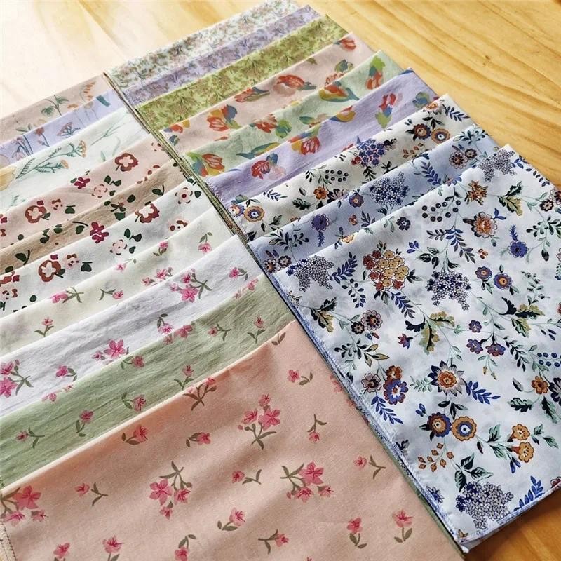 

3Pcs 35x35cm 100% Cotton Japanese Korean Style Flower Printed Soft Women Handkerchiefs Square Scarf Tea Party Favors