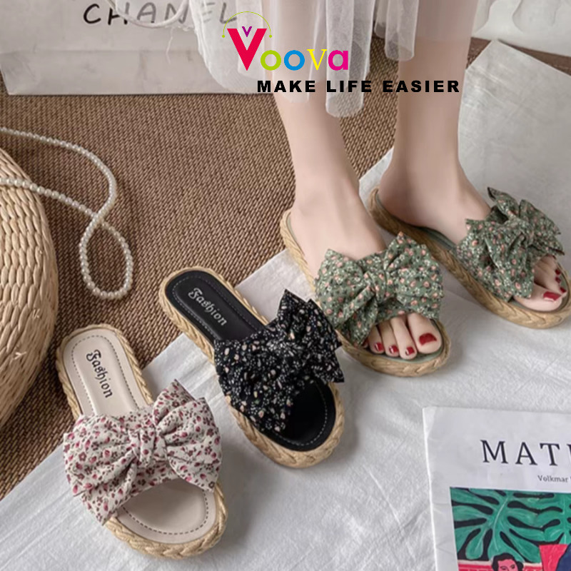 VOOVA Sandal Perempuan/ Sandal Jelly Wanita Kekinian/ Sandal Selop Jelly/ Sandal Pita Bunga Wanita/ 