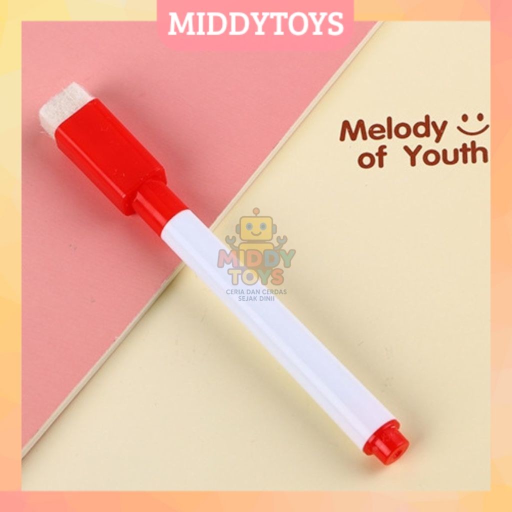 

MIDDYTOYS - SPIDOL WARNA MERAH / WIPE AND CLEAN/ SPIDOL ANAK DENGAN PENGHAPUS