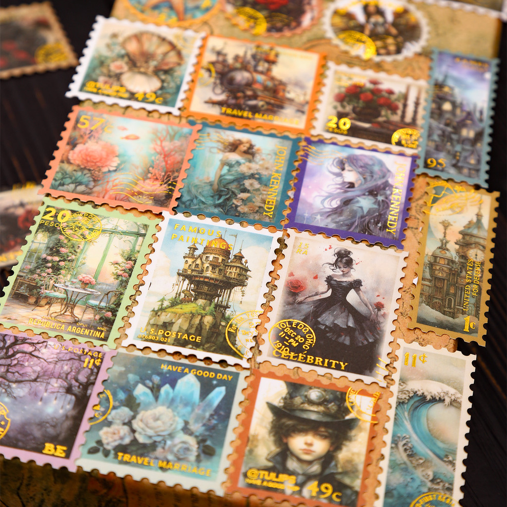 

Mr. Paper 4Style 20Pcs/bag Time Mailer Series Foil Stamp Stickers DIY Scrapbook Scrapbook Stickers Calendar Photo Frame Diary