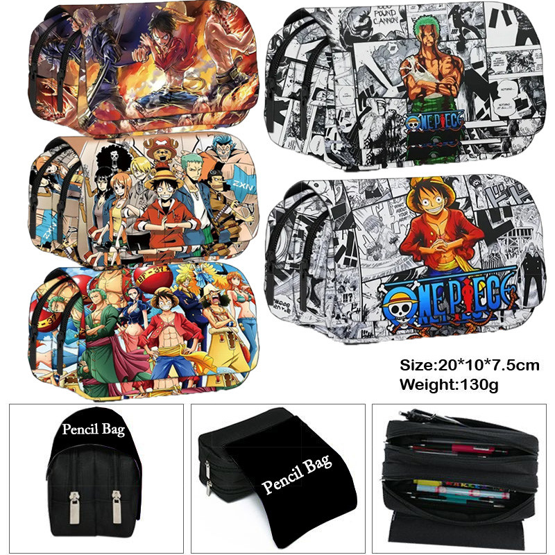 

One Piece Pencil Bag Cartoon Large Capacity Pen Case Luffy Zoro Anime Printing Pen Box Students Stationery Storage Bag Gift