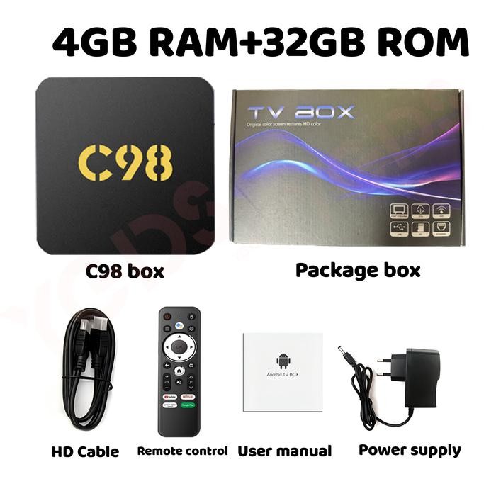 YGDS C98 Android Tv Box Android 13.0 OS Ram 4gb Rom 32gb WiFi 5G/2.4G Bluetooth Smart Tv Box 4K Ultr