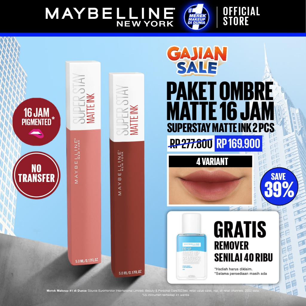 Maybelline Official Paket Hemat Superstay Matte Ink 2 Pcs Ombre Set Lipstick - Long Lasting Lipstick