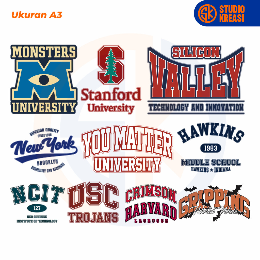 Sablon Setrika Sablon DTF Satuan A3 Universitas - SIAP PRESS