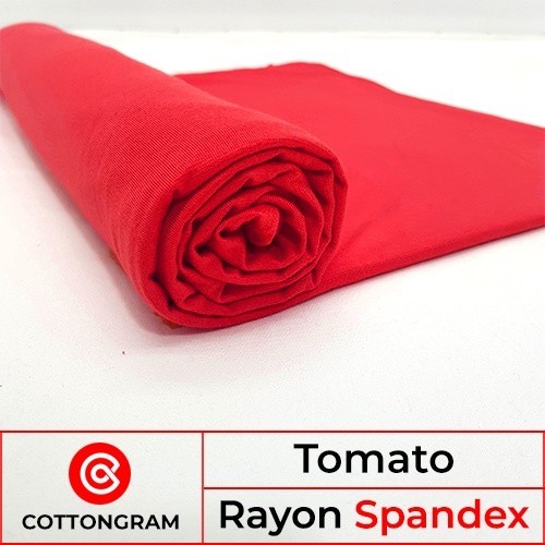 ✨LARIS✨ -Kain Rayon Spandex Stretch Kain Kaos Kiloan Seri 2 per Setengah Kg - Tomato