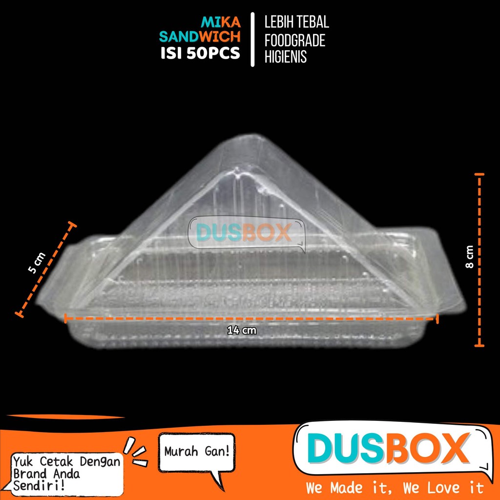 Mika Sandwich Segitiga isi 50pcs /  Tempat Tray Kotak Mika Sandwich / Mika Roti Lapis Roti Bakar Seg