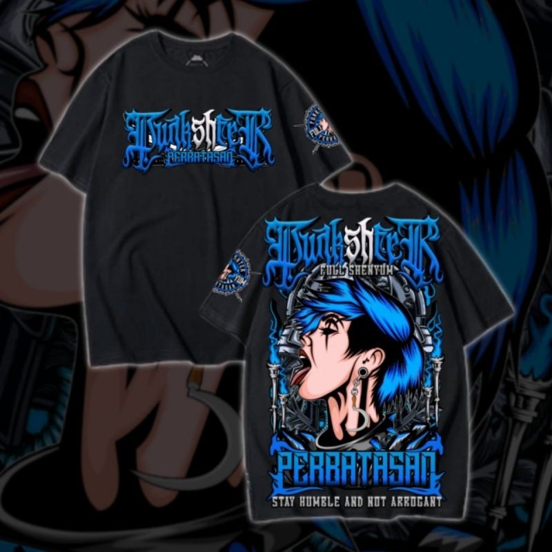 Kaos Distro PSHT Punkshter Perbatasan Stay Humble And Not Arrogant Motif Biru