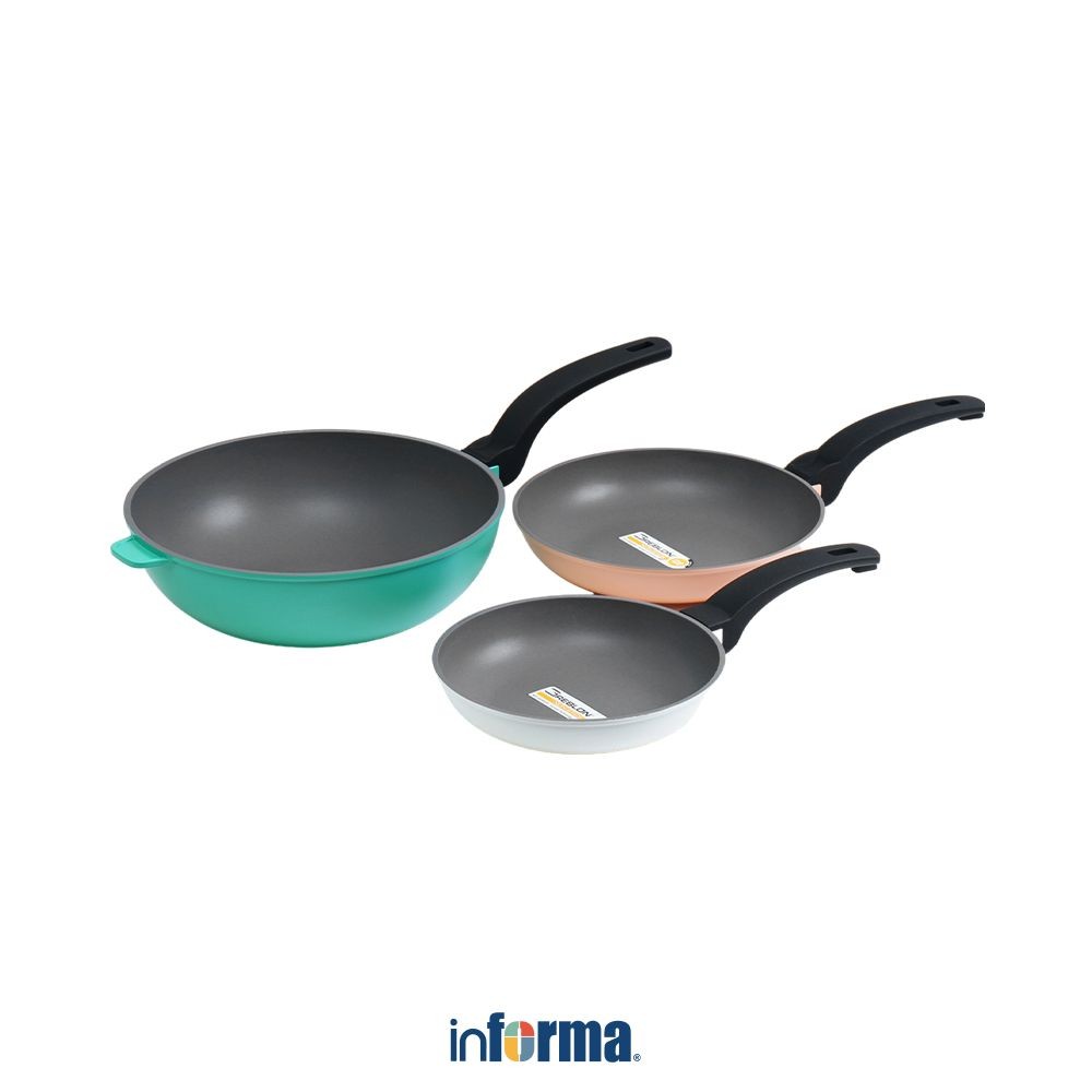 Informa Cooking Color Set 3 pcs Zoey Perlengkapan Masak Stackable Random Cookware Set Set Wajan Kitc