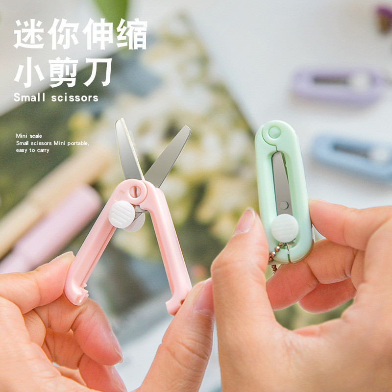 

Gunting Lipat mini Portable Stainless Steel Retractable Mini Folding Scissors Pemotong Kertas Lucu