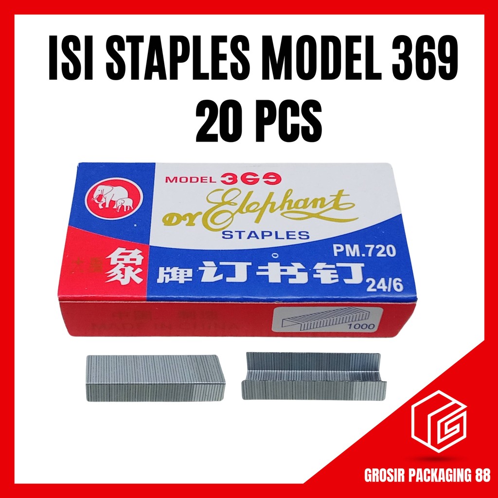 

1 BOX ISI 20 PCS Isi Staples Model 369 24/6 Refill Hekter Stapler Steples Guntaker Bukan Joyko