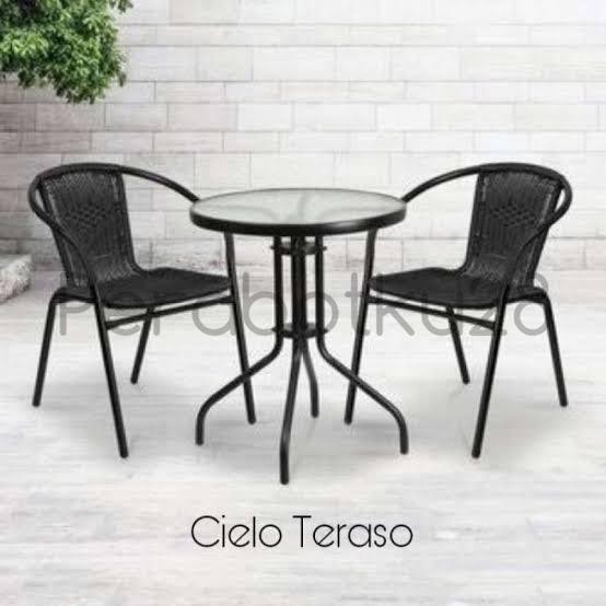 [ PERABOTKU28 ] Set Teras Meja Kursi Teras Besi anyam Rotan Sintetis