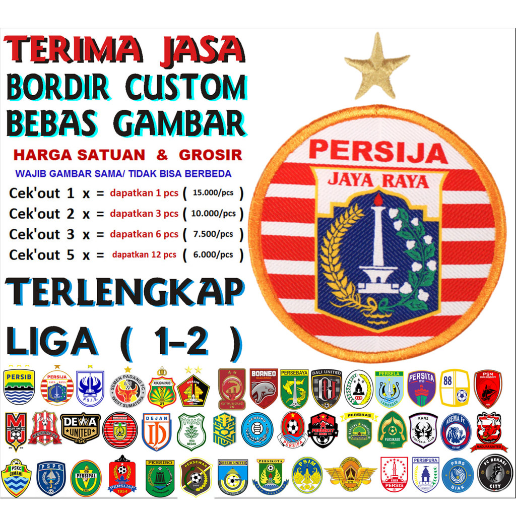 PERSIJA PATCH BORDIR BET LOGO/EMBLEM BRI LIGA 1 & 2 LENGKAP