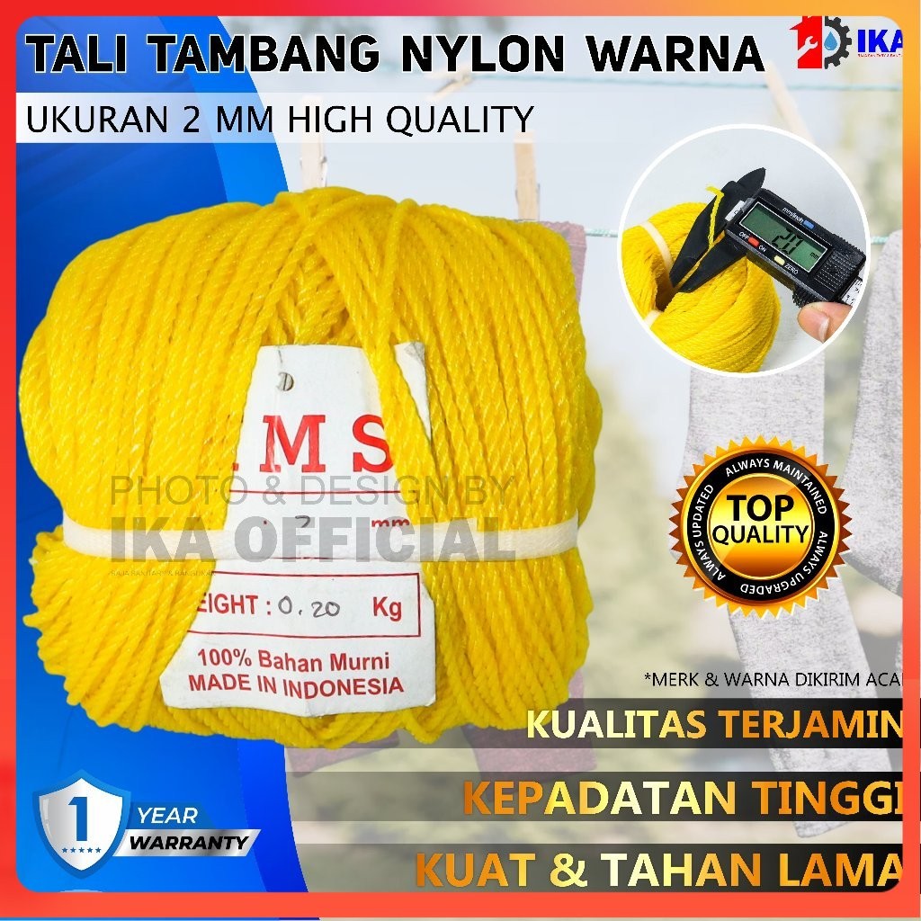 

Tali Tambang 2 mm panjang warna kuat bagus murah