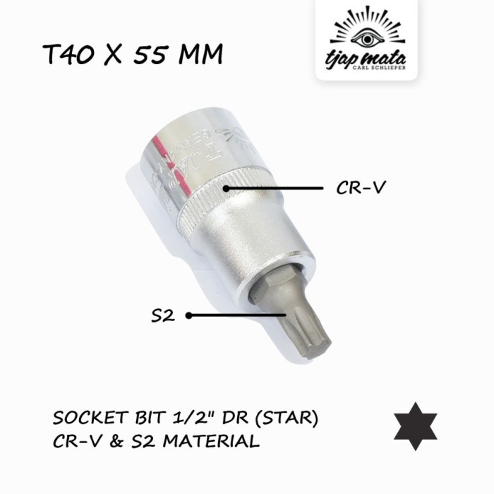 Mata Sok Bintang T40 T50 Kunci Kepala Babi Lubang Tamper TJAP MATA
