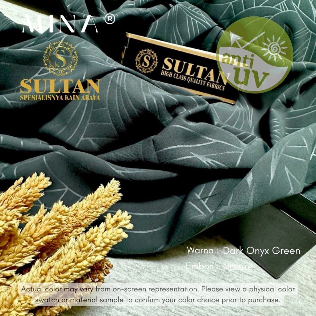 50CM MINA EMBOS NATURE DARK ONYX GREEN ANTI UV KAIN ABAYA SULTAN