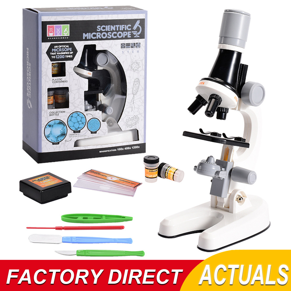 Zoom ildren Microscope Biology Lab LED 1200x Sool Science Experiment Kit Education Scientific Toys G
