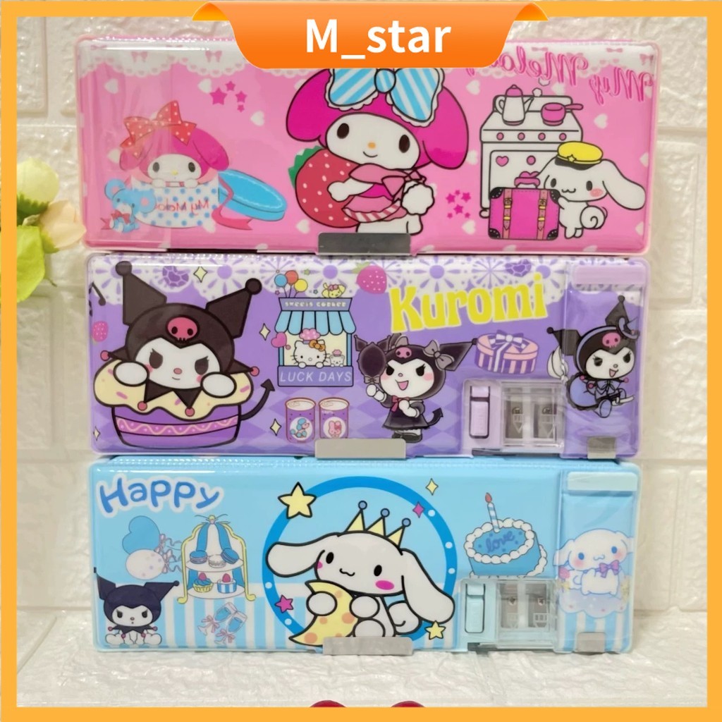 

(2 SISI) KOTAK PENSIL MAGNET + SERUTAN / TEMPAT PENSIL PANJANG KARAKTER LUCU / PENCIL CASE SANRIO KUROMI
