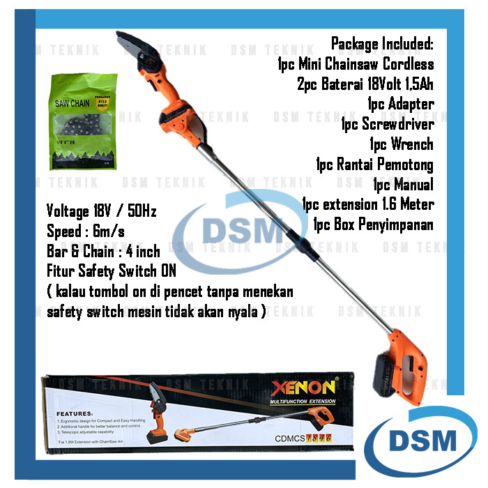 XENON CDMCS1846 CORDLESS CHAINSAW EXTENSION TELESCOPIC SAMBUNGAN BATERAI