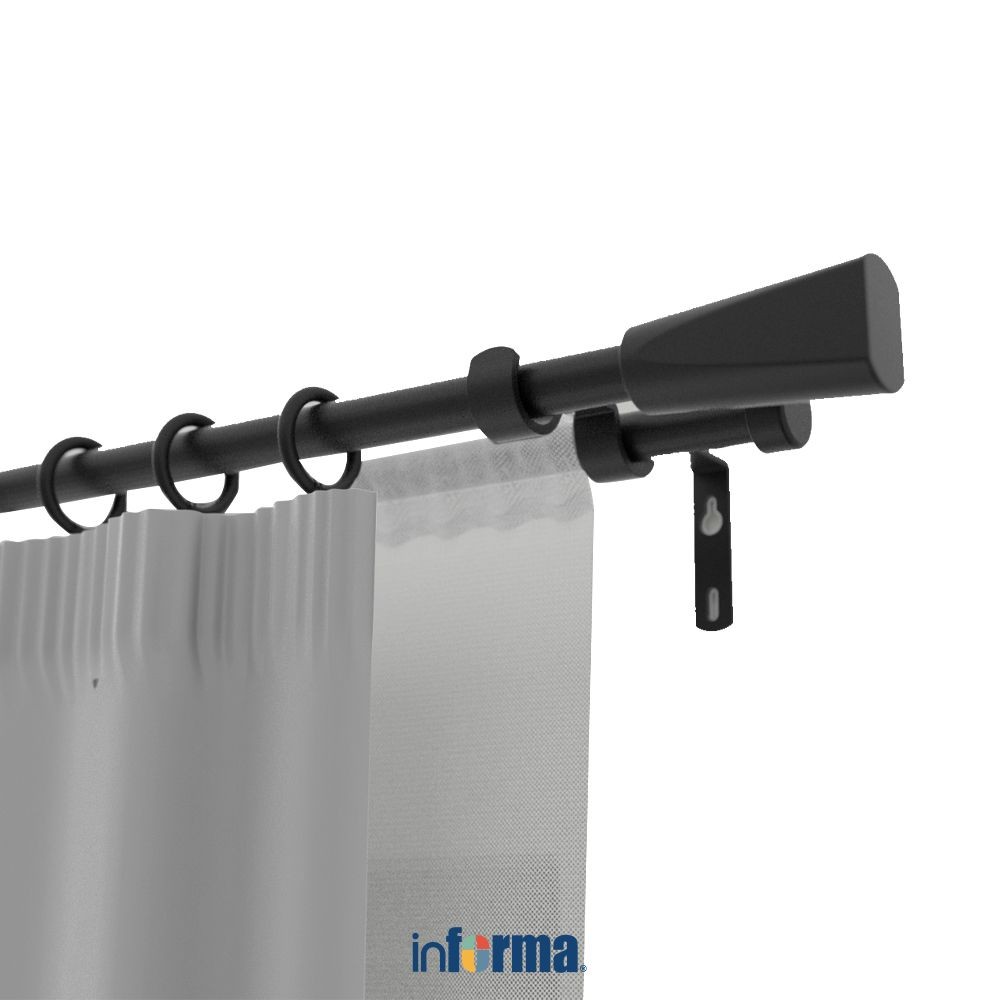 Informa 130-250 cm Rel Gorden Double Trumpet - Hitam Matt Part Hordeng Tiang Gorden Tongkat Horden A