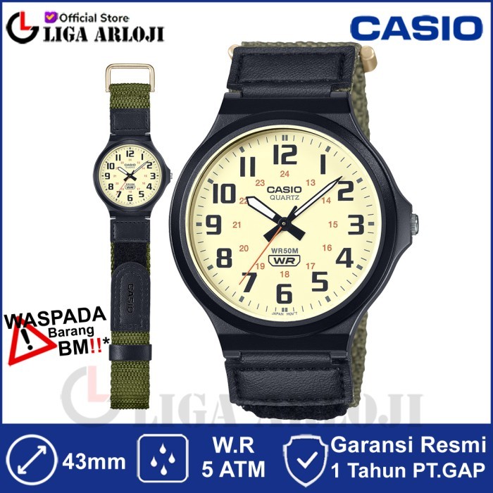 ✔Q.LnS✔ - PASTI READY CASIO MW-240B-3BVDF Jam Tangan Pria Analog MW240 Kanvas MW-240B-3B
