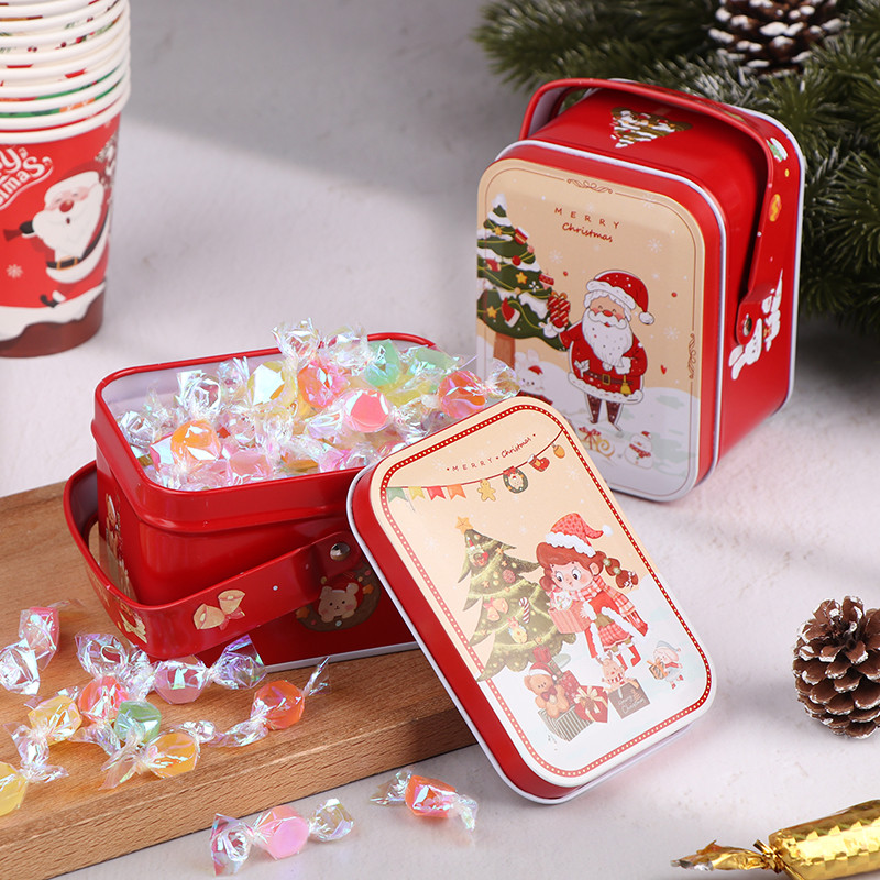 Christmas Cookie Gift Storage Jar Sugar Case Christmas Gift Packing Box Card Tin Box Tins Cake Decor