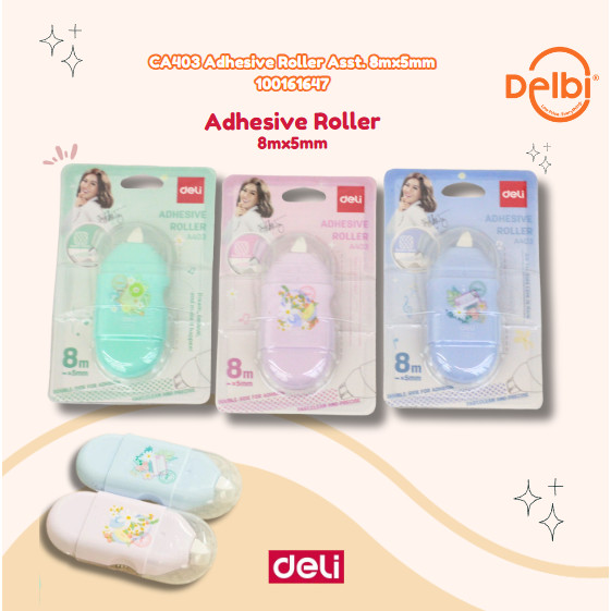 

[DELI X AGNEZ MO] Deli Adhesive Roller / Lem Kering Roll / Lem Roller 8 Meter Lucu CA403 Adhesive Roller Asst. 8mx5mm -