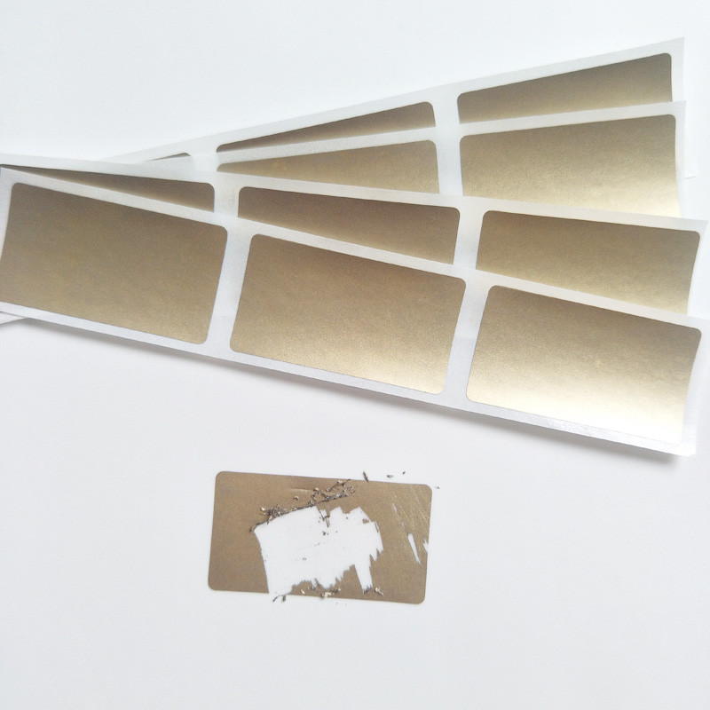 

New 23x42mm 100pcs Gold/Silver/Rose Pink Adhesive SCRATCH OFF Stickers DIY Password Hand Made Scratched Stripe Card Film