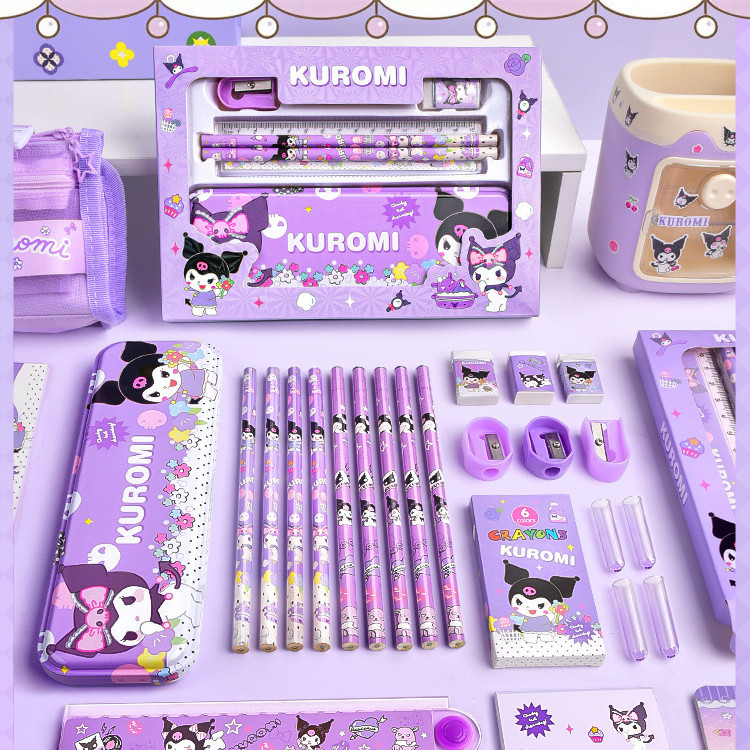 

⭐JOJU⭐ STATIONERY KIT LENGKAP 6IN1 ISI PENSIL, KOTAK PENSIL, PENGGARIS DLL MOTIF SANRIO FREE BOX