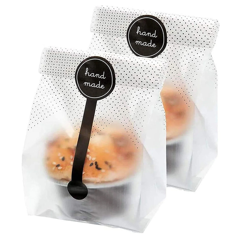 

50Pcs Plastic Cookie Bag with DIY Handmade Sticker Chocolate Snack Cupcake Baking Wrapping Wedding Birthday Party Gift Packaging