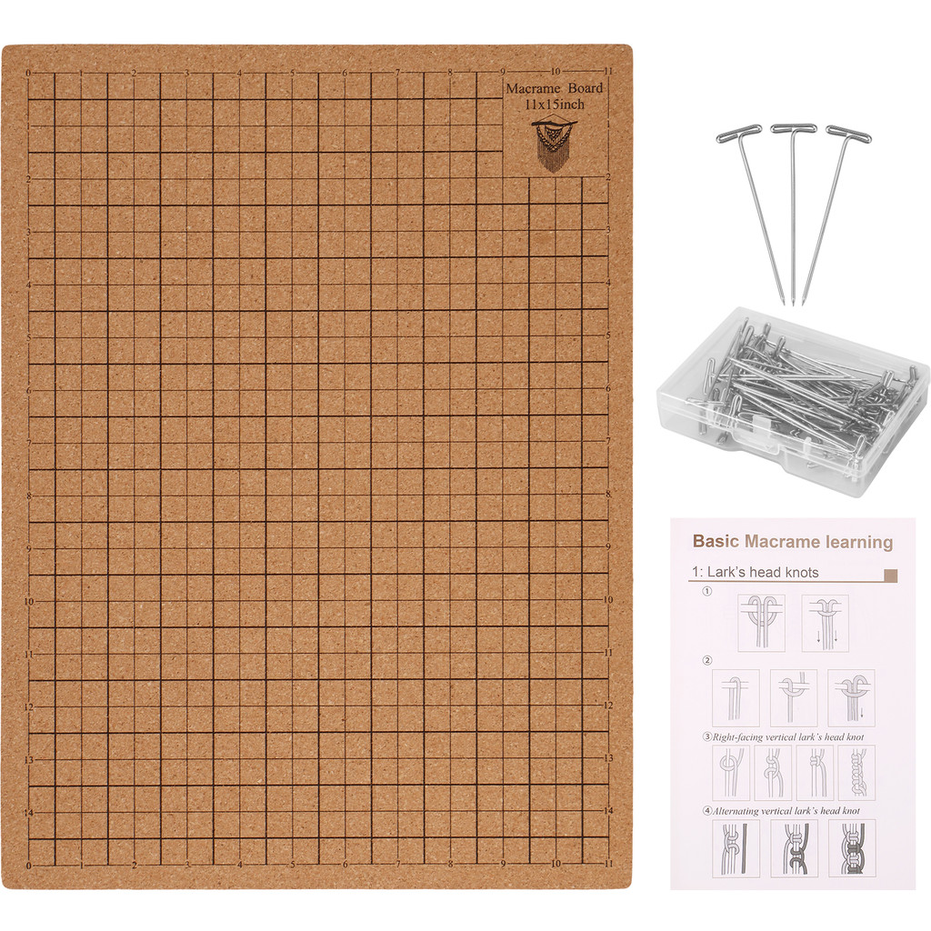 

Macrame project board with pins reusable 12x16 inch double-sided with mesh and instructions DIY woven bracelet knotted cord