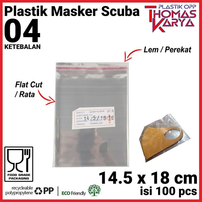 Plastik OPP 14,5x18 TEBAL isi 100 Kantong Bening Kemasan Masker Scuba Satuan Roti Kue Seal