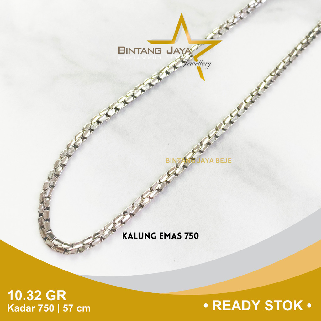 Kalung Emas Putih Whitegold Kadar 750 17K Panjang 57 CM Berat 10.32 gr gram Model Rantai It4Ly Lepes