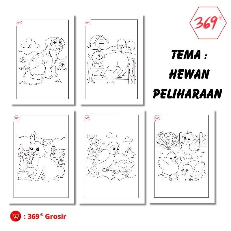 

369 - KERTAS MEWARNAI / COLORING / KERTAS GAMBAR / HEWAN PELIHARAAN / KERTAS MEWARNAI ANAK PAUD TK SD / A4