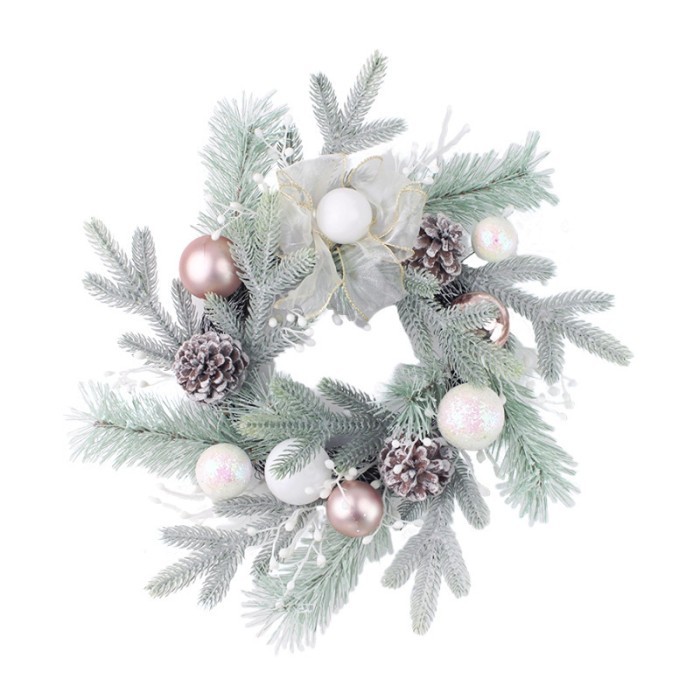 

Hiasan Pohon Natal Aksesoris Dekorasi Christmas Rattan Wreath Xmas - WhiteGoldBall