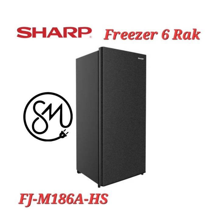 Freezer Sharp FJ-M186A-HS Kulkas Es batu tegak FJ-M186AHS 6 Rak 158 L