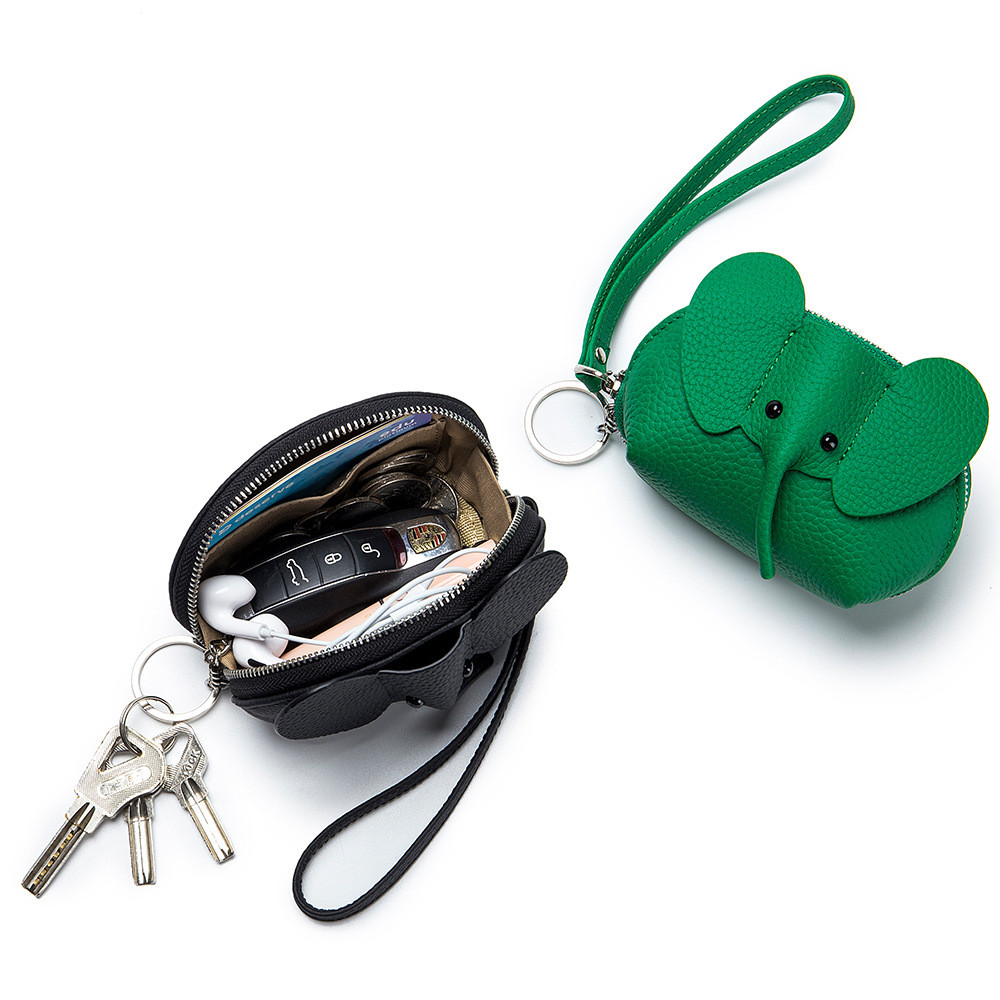 Aly Dompet Koin Tempat Kartu Bahan Kulit Asli genuine leather Kulit Sapi Bentuk Gajah Tas Koin